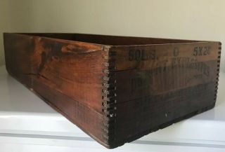 Vintage Wooden Dupont High Explosives Crate Special Gelatin Dovetail Wood Box 4