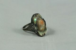 Antique Victorian Sterling Silver Blister Pearl Ring Size 5.  5