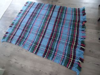Vintage Crochet Blanket Blue Throw Nanna Rug