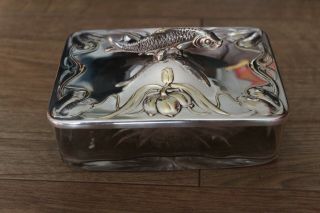 Vintage Glass Butter Dish With Ornamental Silver Plated Lid