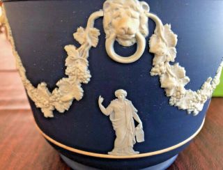Antique 19th C.  WEDGWOOD Dark Blue White Jasperware Planter Cache Pot 