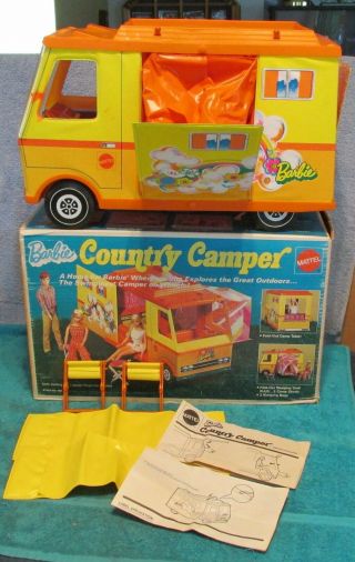 1970 Barbie Country Camper Camp Stools Sleeping Bags Good Shape