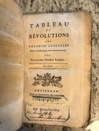 1781 Antique History Book " Table And Revolution Of The Colonies In America "