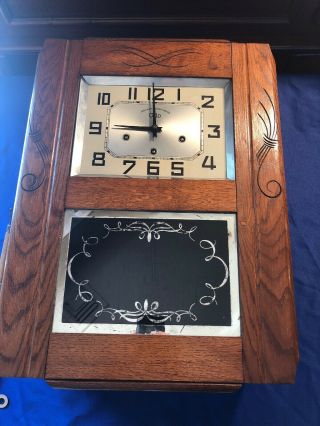 Antique Odo Veritable Westminster Clock Movement Dial Pendulum Rods Hands