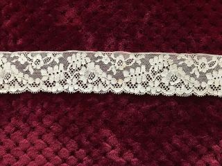 French Vintage Calais Lace Edging - Floral Design - 3 Yards By 1 5/8 "