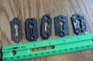 5 Key Holes Vintage Cast Iron And Metal Escutcheon Keyhole Plate Cover Salvage