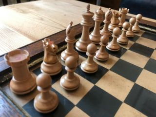 Antique English Staunton Chess Set,  Crown Marks,  Unweighted,  K 6.  5cm,  Stunning