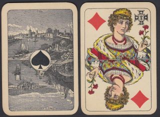 Antique Stralsund Frankfurter Playing Cards Rhine Aces C.  1890 Germany