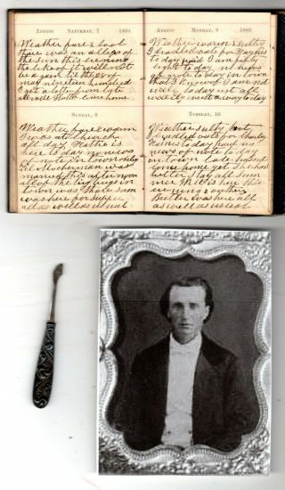 1869 Historical Handwritten Diary Broom Maker Charles Bishop Boardman Ohio Rare