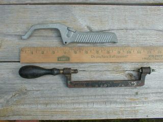 2 MINI HACK SAW FRAMES (1) SANDVIK 208 & (1) Unmarked Antique Saw Wood Handle 2