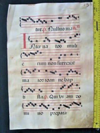 Huge Medieval Music Manuscript,  Lf,  Vellum,  Handpainted Initial,  C.  1520,  131