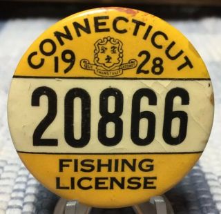 Vintage 1928 Connecticut Fishing License 20866