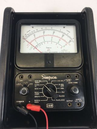 Vintage Simpson Model 260 Ohm Meter With Leads And Rugged Case