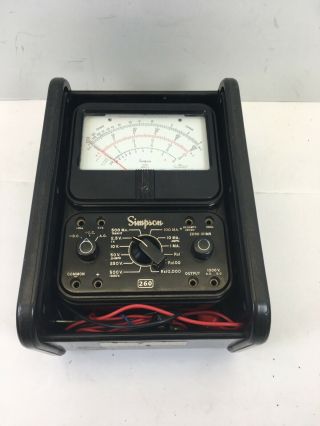 Vintage Simpson Model 260 Ohm Meter with Leads And Rugged Case 5