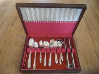 Queen Bess Silver Tudor Plate Flatware Set With Chest Oneida Community 60 Pc