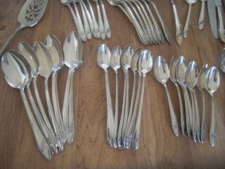 Queen Bess Silver Tudor Plate Flatware set with Chest Oneida Community 60 pc 4