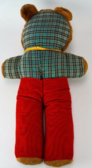 Vintage Plush Teddy Bear Antique Large Stuffed Animal Handmade Red Suspenders 5