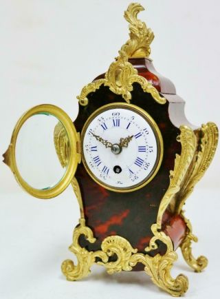 Antique French 8Day Red Shell & Bronze Mantel Carriage Clock Platform Escapement 7
