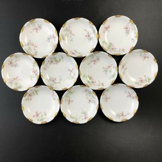 Set Of 10 Antique Haviland Limoges Apple Blossom Butter Pats