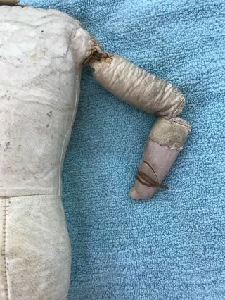 Antique Leather Body Doll with Porcelain Head & Hands Made In Germany. 7
