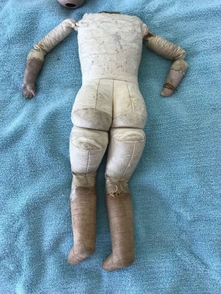 Antique Leather Body Doll with Porcelain Head & Hands Made In Germany. 8