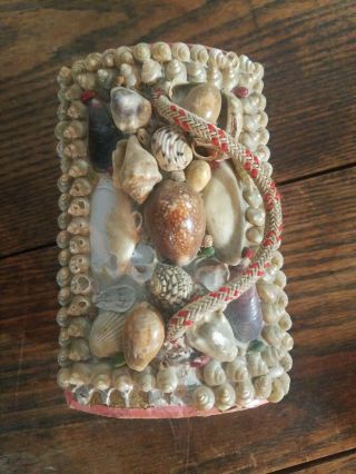 Antique Sea Shell Art Trinket Jewelry Box Victorian Maritime Sailor Pin Cushion 3