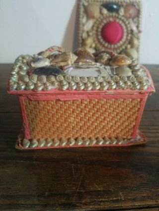 Antique Sea Shell Art Trinket Jewelry Box Victorian Maritime Sailor Pin Cushion 5