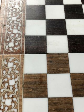 Antique INLAID Hard Wood Folding Chess Board Hand Made Workmanship 8