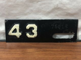Vintage 1943 Antique Automobile Jersey Wwii License Plate 43 Tin Tag Nj.