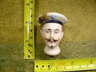Excavated Vintage Painted Bisque Doll Head Sailor Beard Germany Age 1880 12228