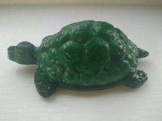 Malachite Glass Turtle Figurine Statue Vintage Green Glass Animal Figurine