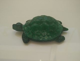 Malachite glass turtle figurine statue vintage green glass animal figurine 2