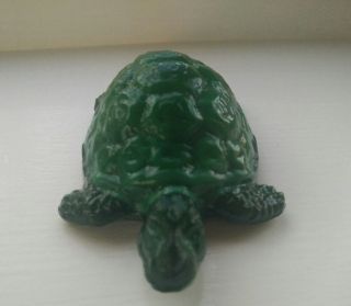 Malachite glass turtle figurine statue vintage green glass animal figurine 3