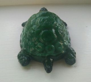 Malachite glass turtle figurine statue vintage green glass animal figurine 4
