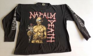 NAPALM DEATH utopia VINTAGE Metal Shirt 1992 Bolt Thrower Carcass LONGS 6