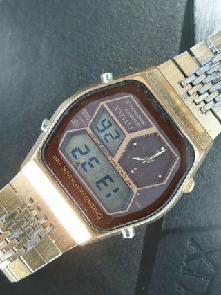 Vintage Citizen Dual Time Gold Alarm Chronograph 41 - 9028 Ana - Digi Japan Watch 3
