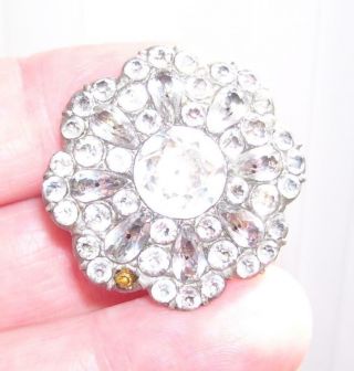 Fine Large Antique Georgian Black Dot Diamond Paste Target Flower Brooch Pin