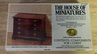 1/12 Scale Chippendale Serpentine Chest 40050 House Of Miniatures Open Complete