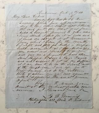 Antique Confederate Civil War Letter To General Echols From Photographer Minnis
