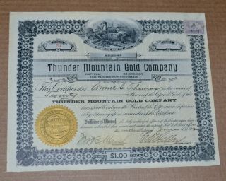 Thunder Mountain Gold Company 1902 Antique Stock Certificate