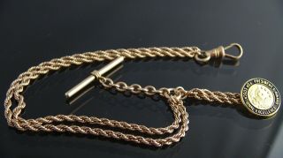 Antique Gold Filled Pocket Watch Rope Chain Fob/t - Bar