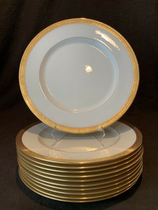 Lenox Stanford O12 Dinner Plates Gold Encrusted Antique Set11 Ovington Bros 1830