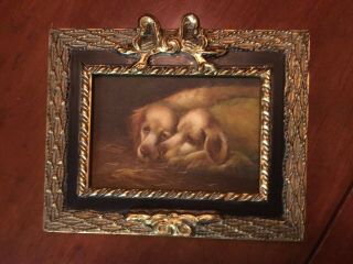 Vintage Oil Painting Of Two Dogs By Robert Grace On Board