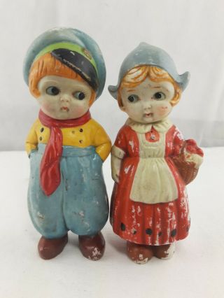 Vintage Bisque Dutch Boy And Girl Doll Frozen Charlotte Penny Doll Made In Japan
