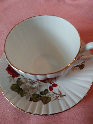 Vintage H & M Royal Sutherland Red Roses Bone China Tea Cup & Saucer Set England 2