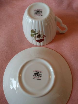 Vintage H & M Royal Sutherland Red Roses Bone China Tea Cup & Saucer Set England 5