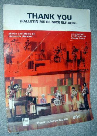 1969 Thank You (falletin Me Be Mice Elf Agin) Sheet Music Sly And Family Stone