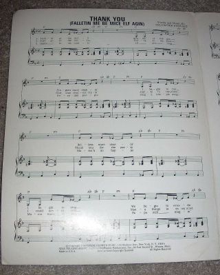 1969 THANK YOU (Falletin Me Be Mice Elf Agin) Sheet Music SLY and FAMILY STONE 2