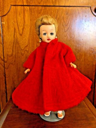 Vintage 1959 Ideal Doll 10 1/2 " Little Miss Revlon Tagged Red Woolen Coat 9241