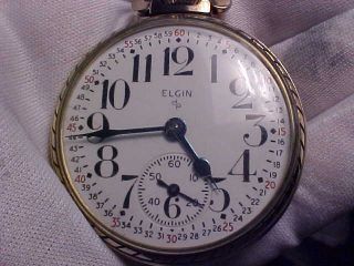 16S,  15J,  Open Face,  Elgin Pocket Watch,  Model 575 in 10K Rolled Gold Plate 2
